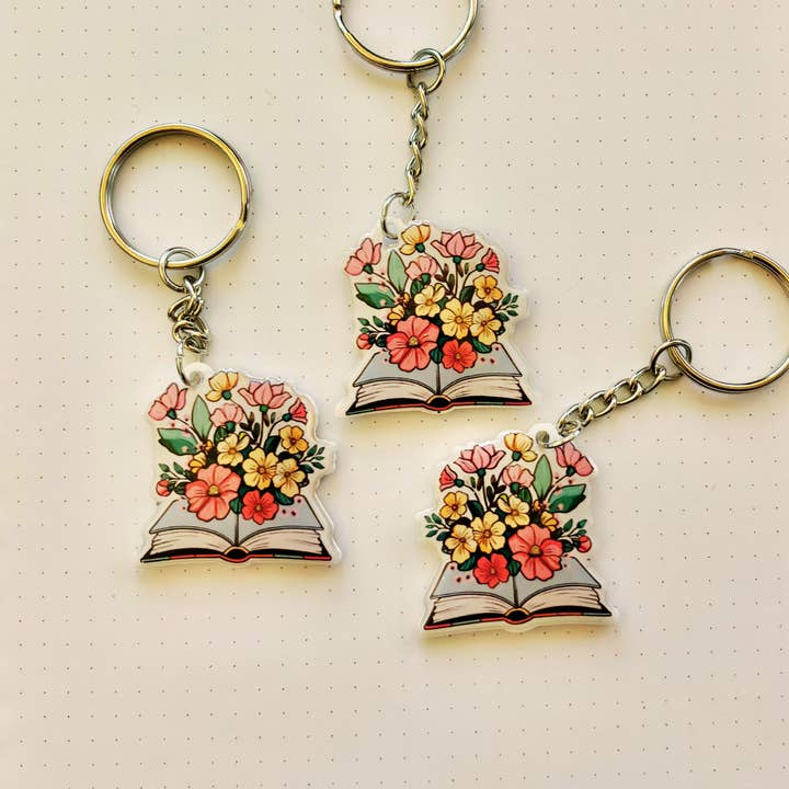 Floral Book Keychain for wholesale by Clarity Goods