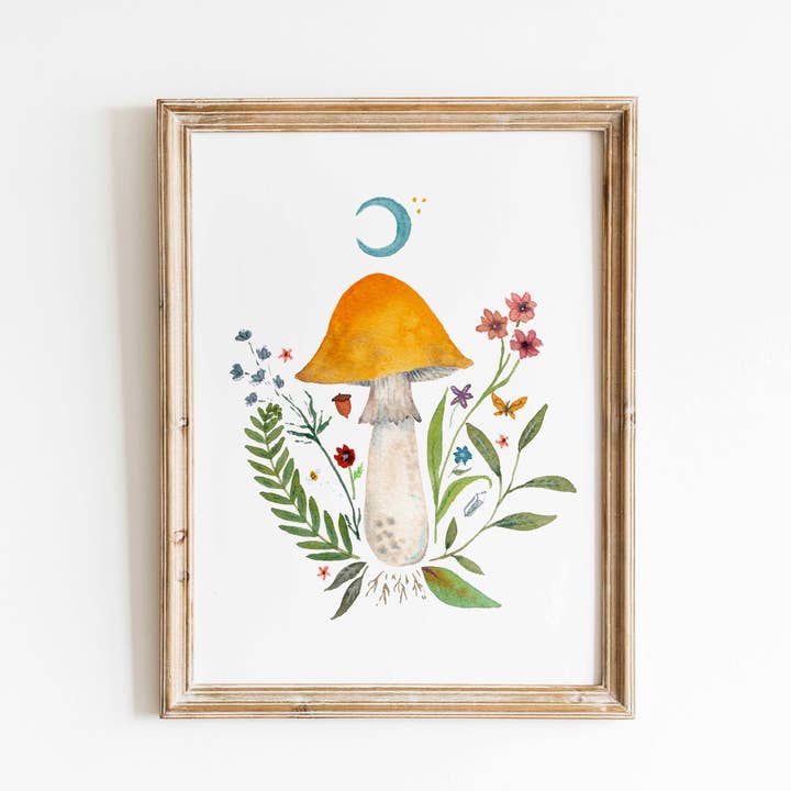Mushroom Moon, impression d'archives 100 % coton pour la vente par Dani Reber Art