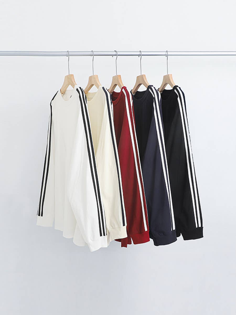 Rosa Clothing - Wholesale T-Shirt - Women's - Classic striped Raglan Crewneck long sleeve T-shirt4