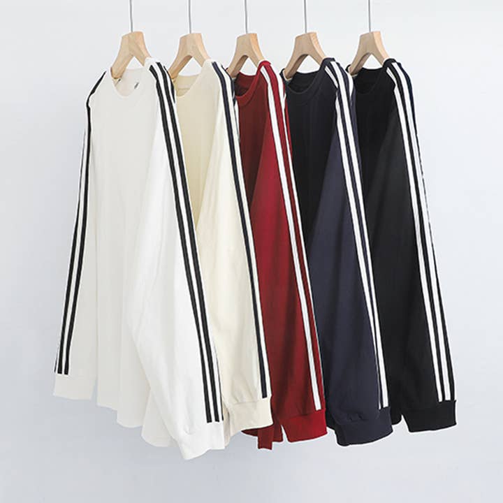 Rosa Clothing - Wholesale T-Shirt - Women's - Classic striped Raglan Crewneck long sleeve T-shirt4