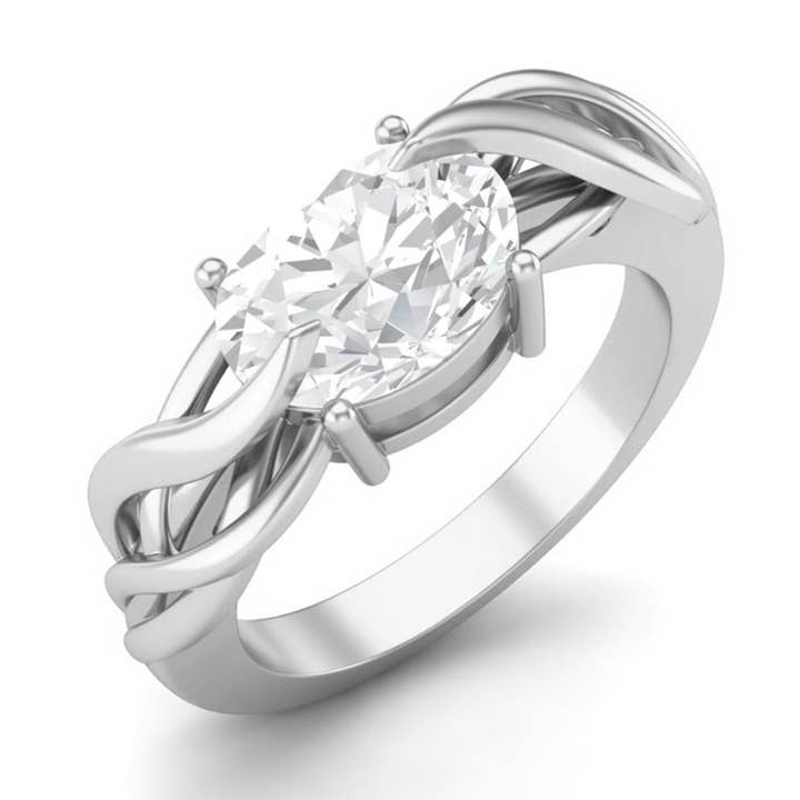 Anello di fidanzamento in argento sterling 925 con moissanite ovale 9x7 mm per la vendita all'ingrosso da parte di Star Joya