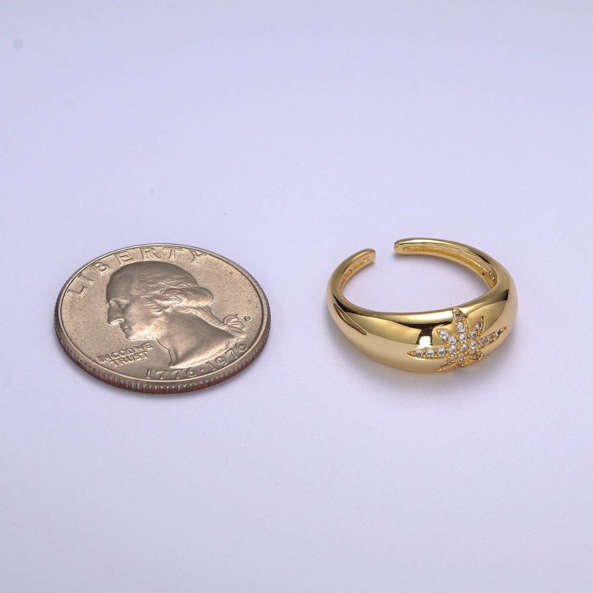 Aim Eternal - Vente Anneau/bague à empiler - Bague Dôme Étoilé, Bague en Or Ajustable, Bague Épaisse, Bague Empilable pour Bijoux de Statement Idée Cadeau d'Anniversaire pour Elle bague femme S-1694