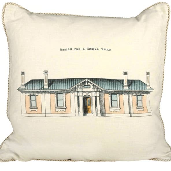 Architektur/ Design für ein kleines Villa-Leinenkissen für den Großhandel von Ox Bow Decor