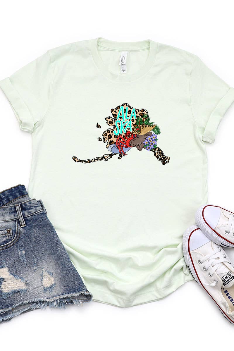 COLORBEAR – wholesale T-shirt med logga - Dam – Alaska STAT HANDRITAD GRAFISK T-SHIRT4