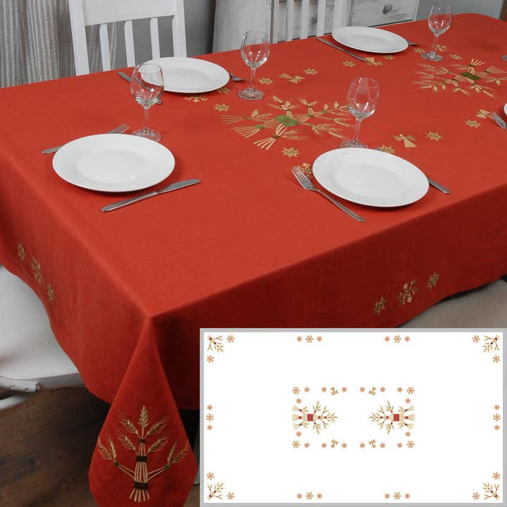 Embroidered Red Tablecloth 240x140 cm Diduh for wholesale by Harmony Textile