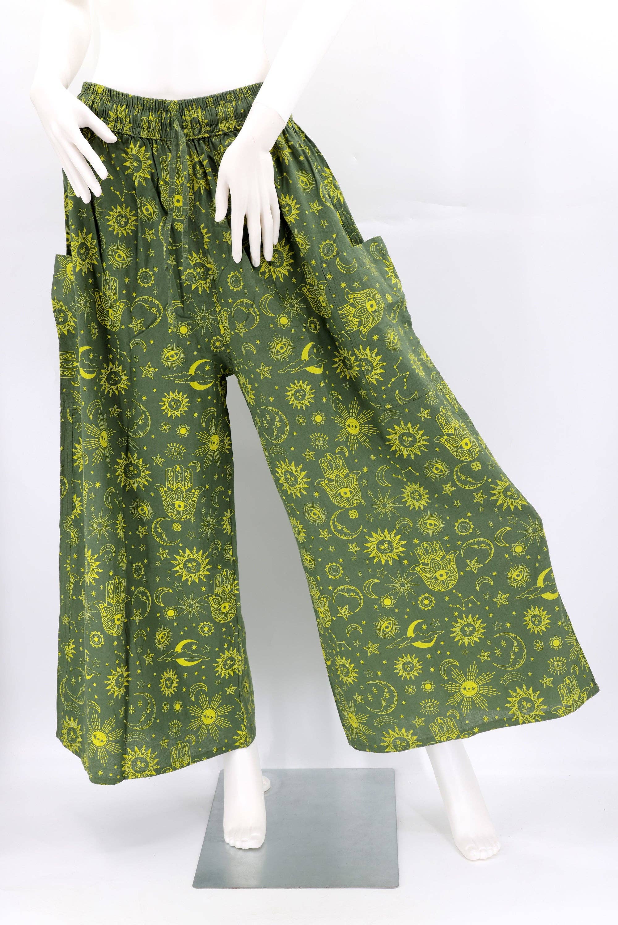 Himalaya Handmade - Wholesale Pants - Women's - Cotton Hippie Handmade Harem Celestial Print Wide Leg Bohemian Trousers3