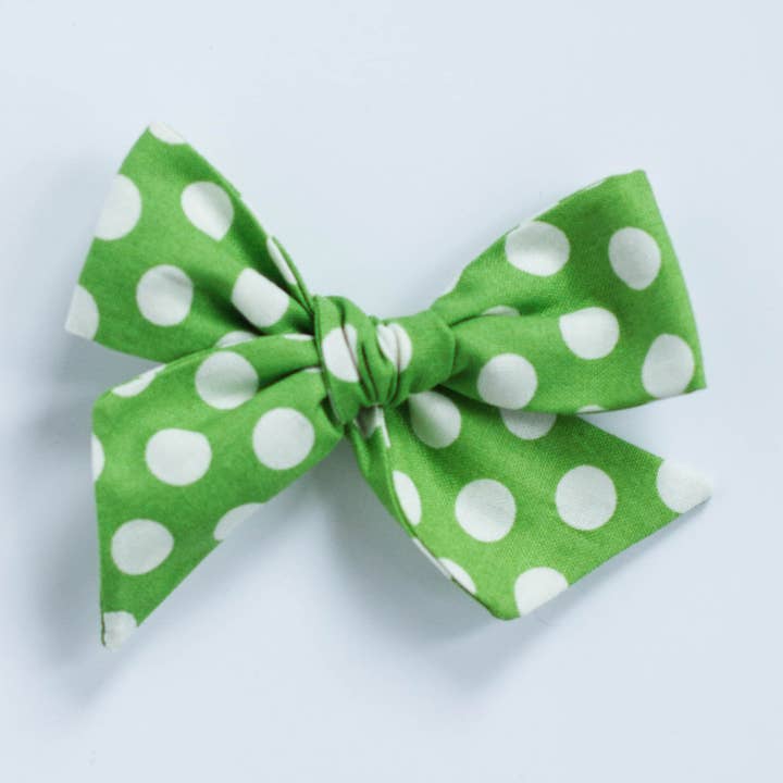 Wanderlust and Mayhem - Wholesale Hair Bow - Kids - Green Polka Dot0