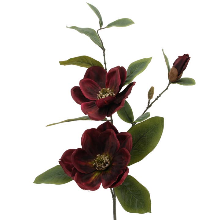 Magnolia branch 83 cm burgundy x2 for wholesale by Floratexx