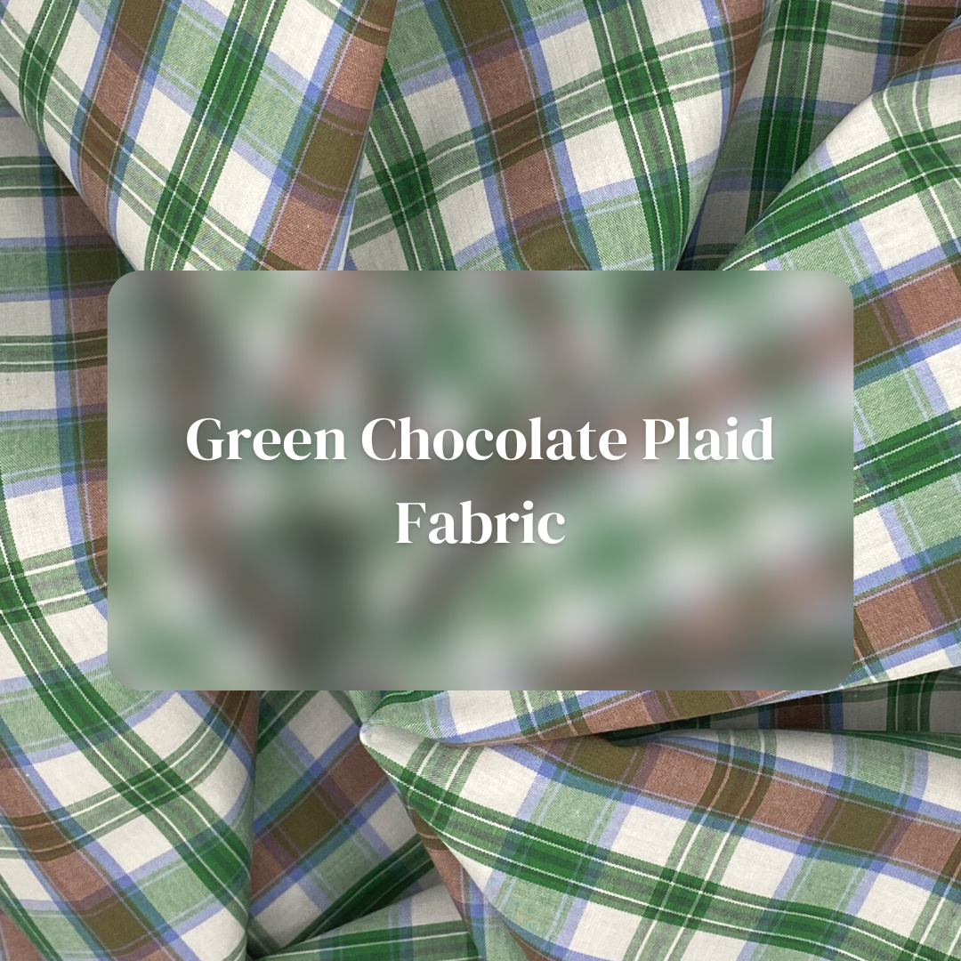 Fabric Shirred by the Yard | Green Chocolate White Plaid for wholesale on Faire2