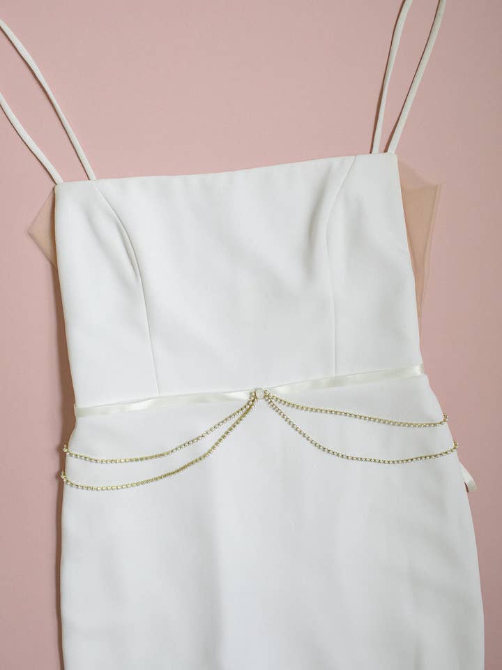 TALIA // Pearl Chain Detail Sash // 2022 for wholesale by Hushed Commotion