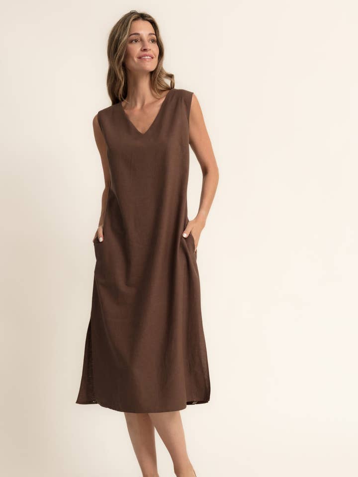 LINEN MIDI DRESS B2B for wholesale by CMS Love