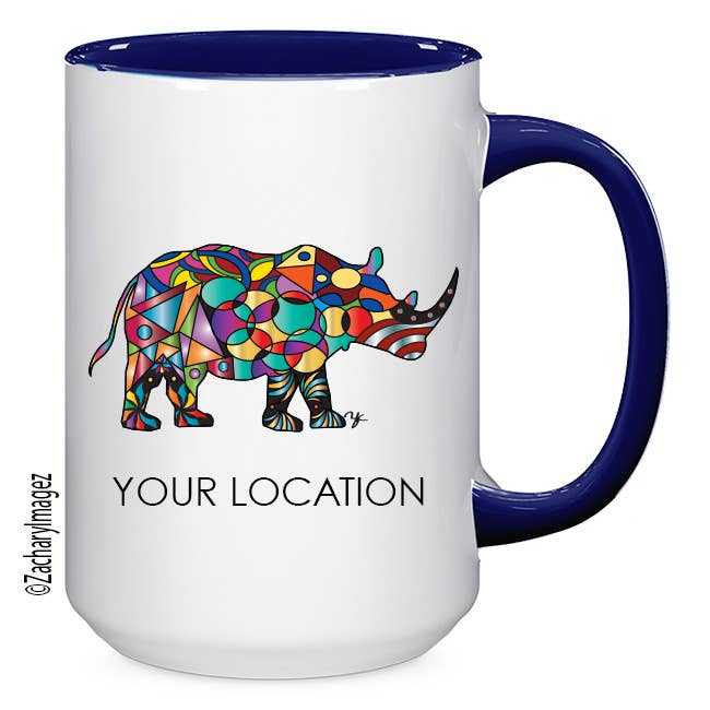 Tasse en céramique Colorful Rhino 15 oz pour la vente par Zachary Imagez