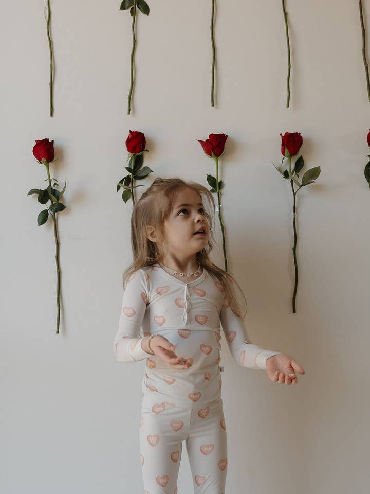 Bambu Tvådelade Pyjamas | Kärleksanteckningar - Grå för wholesale av Forever French Baby