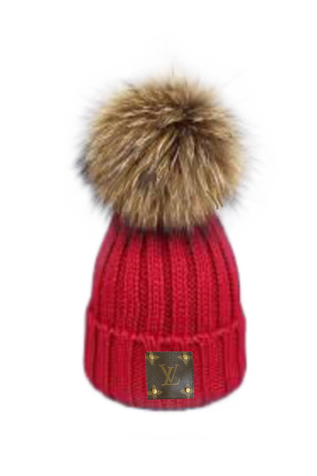 Embellish Your Life - Wholesale Beanie - Women's - Up-Cycled LV Detachable Fur Pom Beanie4