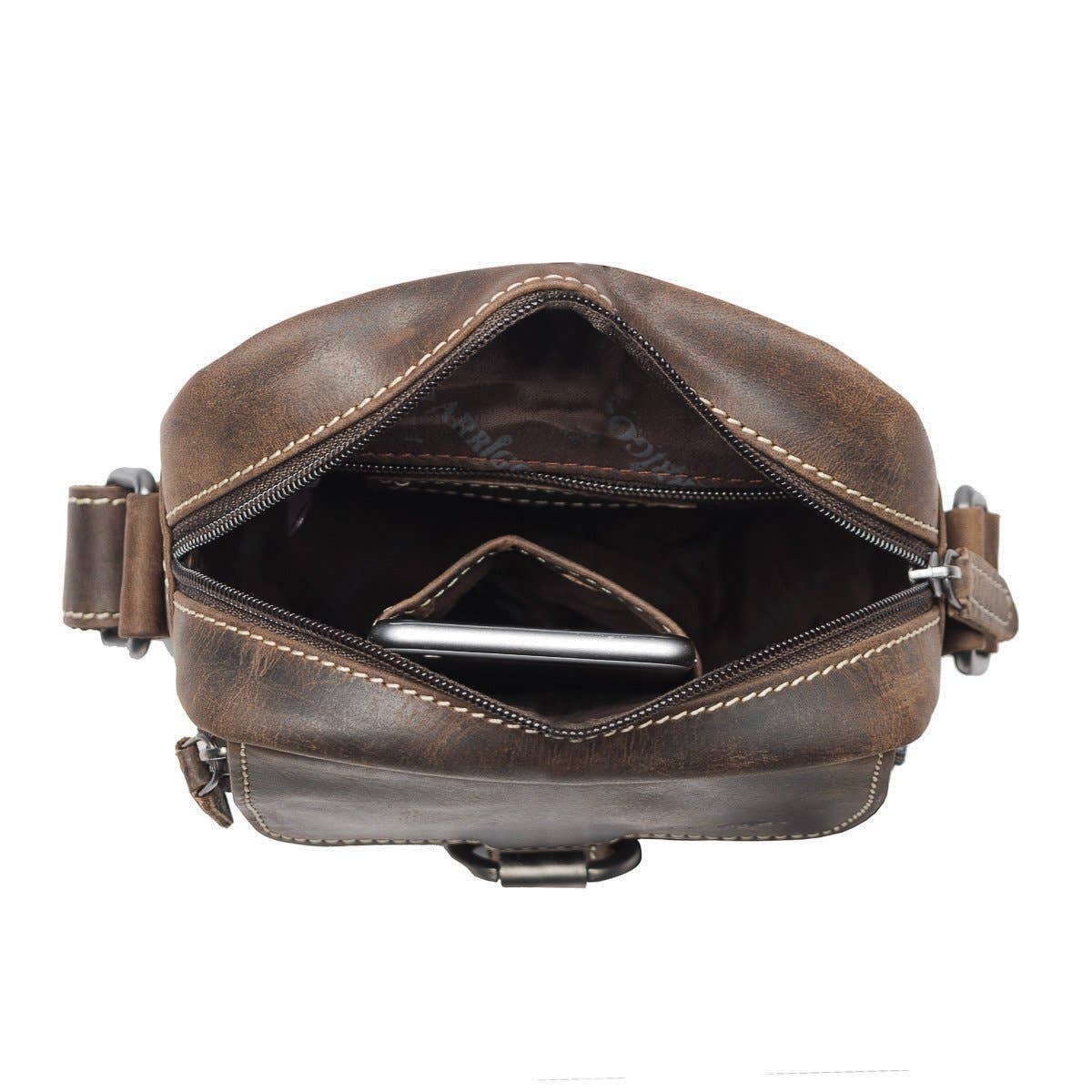 Arrigo – wholesale Axelremsväska – Unisex – Kompakt unisex axelväska i buffelskinn, 3 färger10