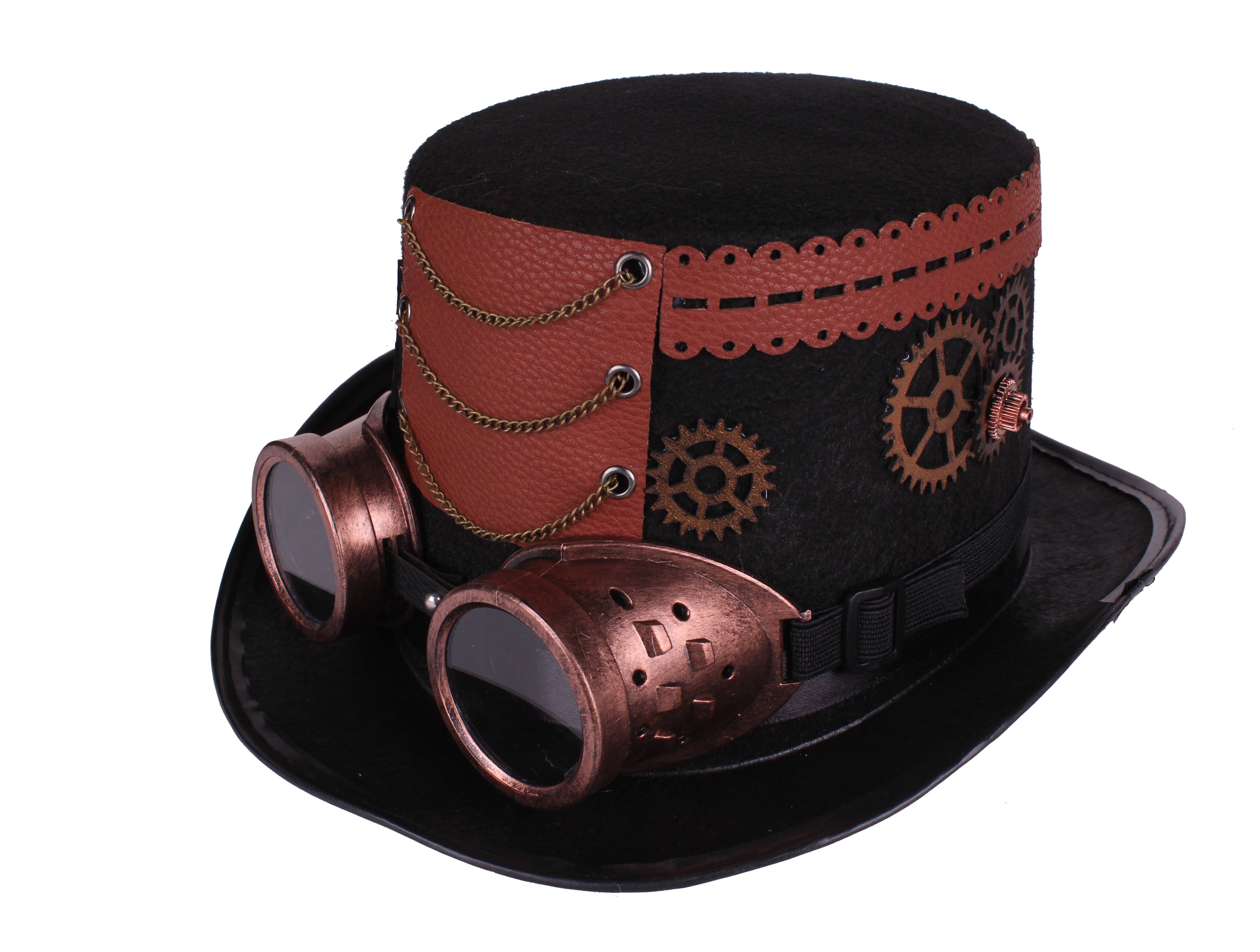 Western Fashion - Wholesale Bowler Hat - Women's - Steampunk Hat with Goggles - Copper1
