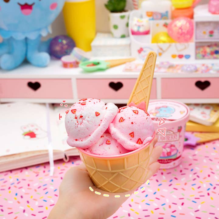 Kawaii Slime Company - Wholesale Putty/Slime - Kids - Strawberry Scented Ice Cream Pint Slime (5pcs/case)3