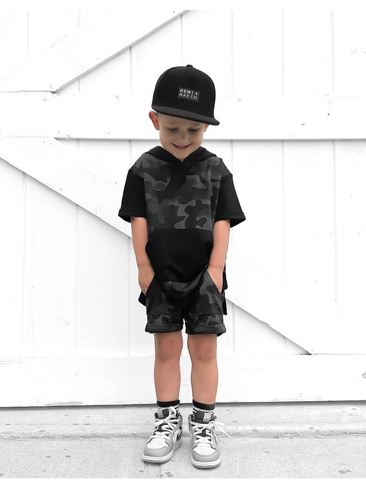 Remi + Rae Co. – Engroshandel Shorts - Børn – BAMBOO HAREM SHORTS - BLACK OPS9