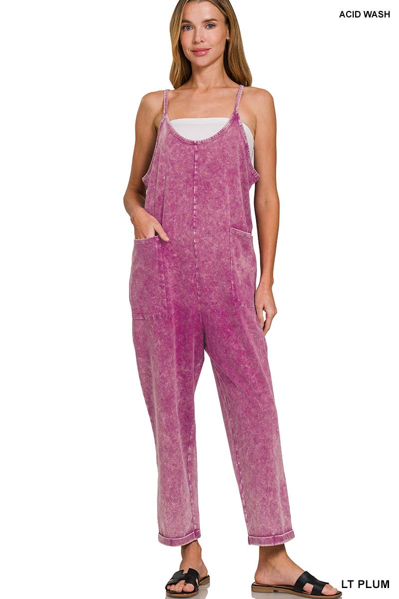 42POPS – wholesale Overaller - Dam – Tvättade hängselbyxor med spaghetti-band och fickor12