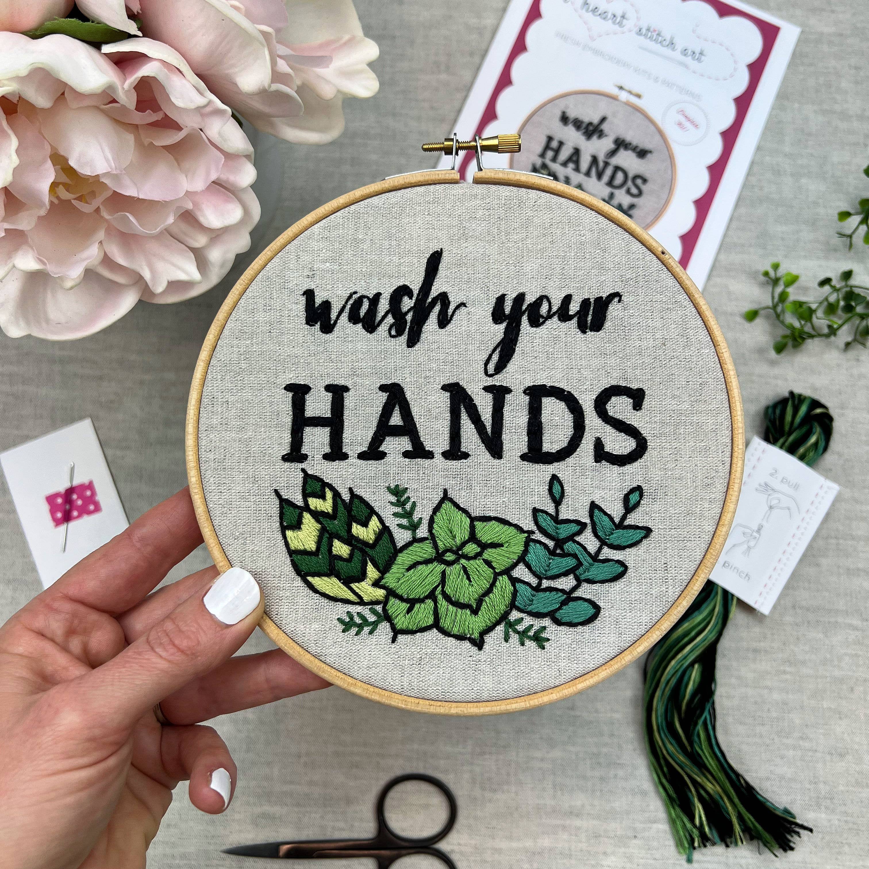 I Heart Stitch Art – wholesale Embroidery/cross-stitch supplies – Wash Your Hands Embroidery Kit2