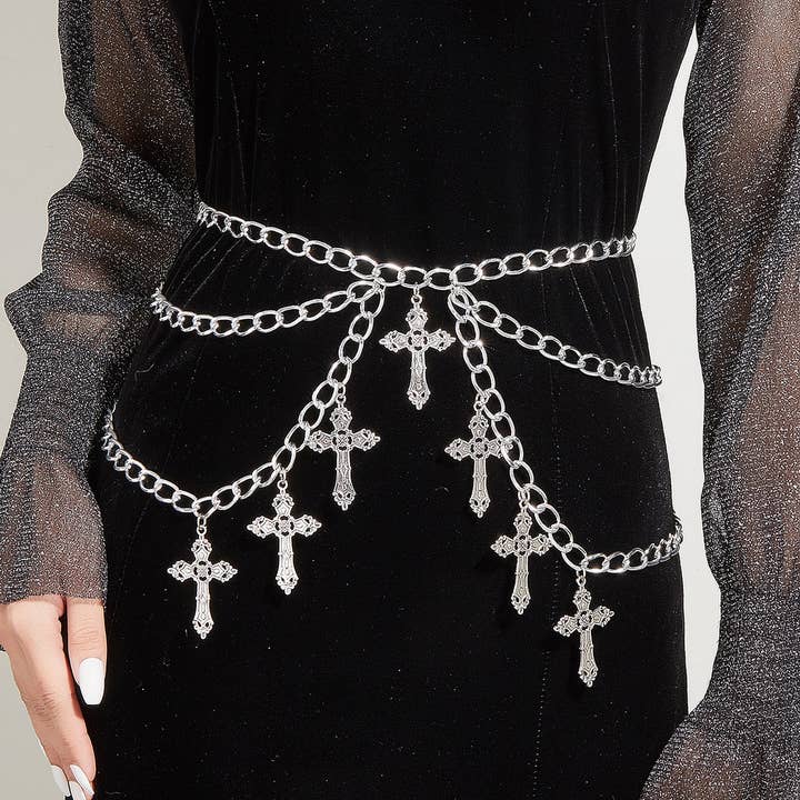 ALLOY HOLLOW CROSS PENDANT WAIST CHAIN BODY CHAIN_CWMM0652 for wholesale by ACCITY