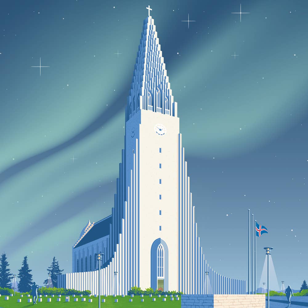 Olahoop Travel Posters - Wholesale Poster - Reykjavik Iceland Vintage Travel Poster | Hallgrimskirkja4