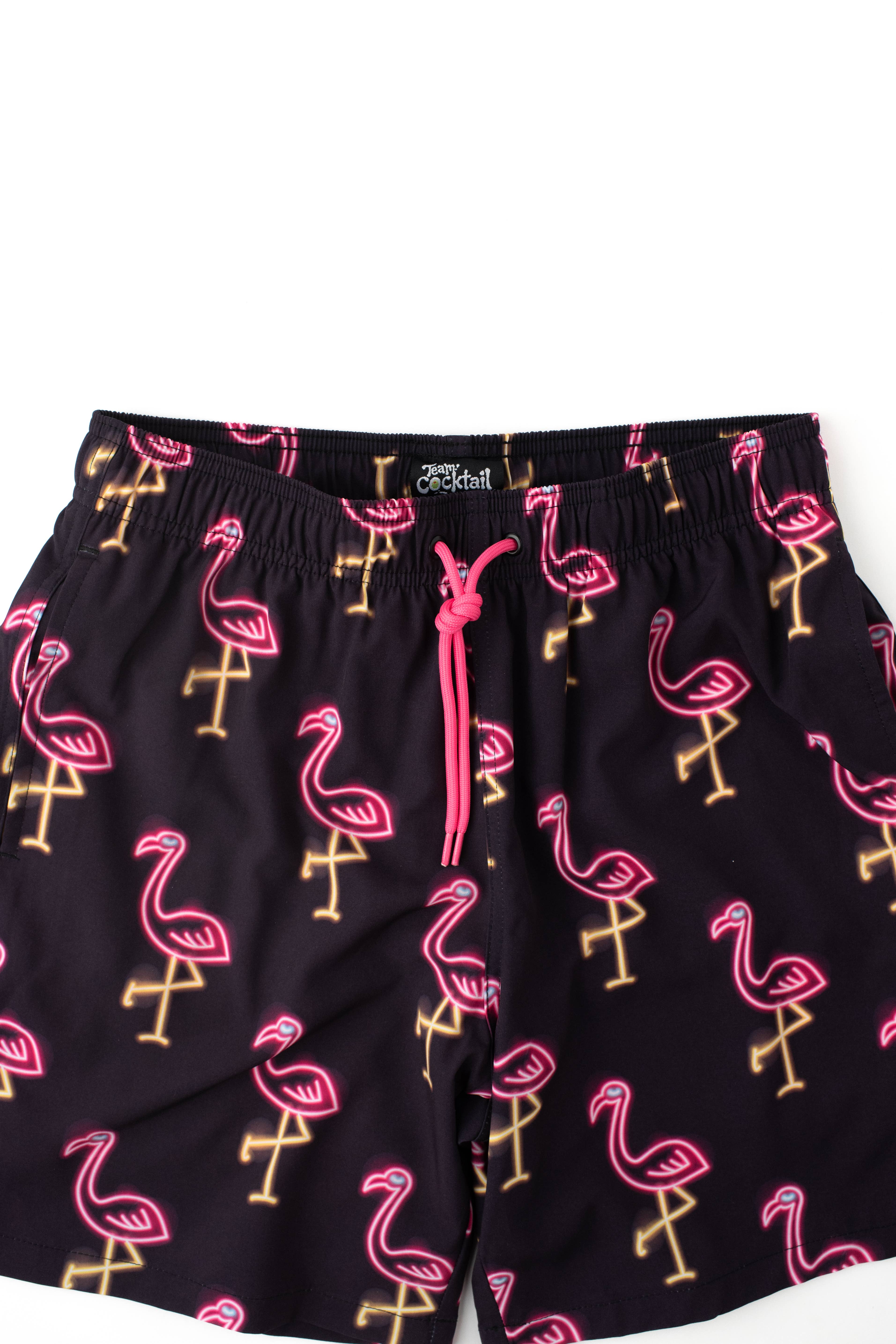 Team Cocktail - Wholesale Swim Shorts - Men's - Neon Flamingos Hybrid Swim Shorts2