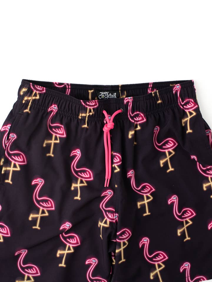 Team Cocktail - Wholesale Swim Shorts - Men's - Neon Flamingos Hybrid Swim Shorts2