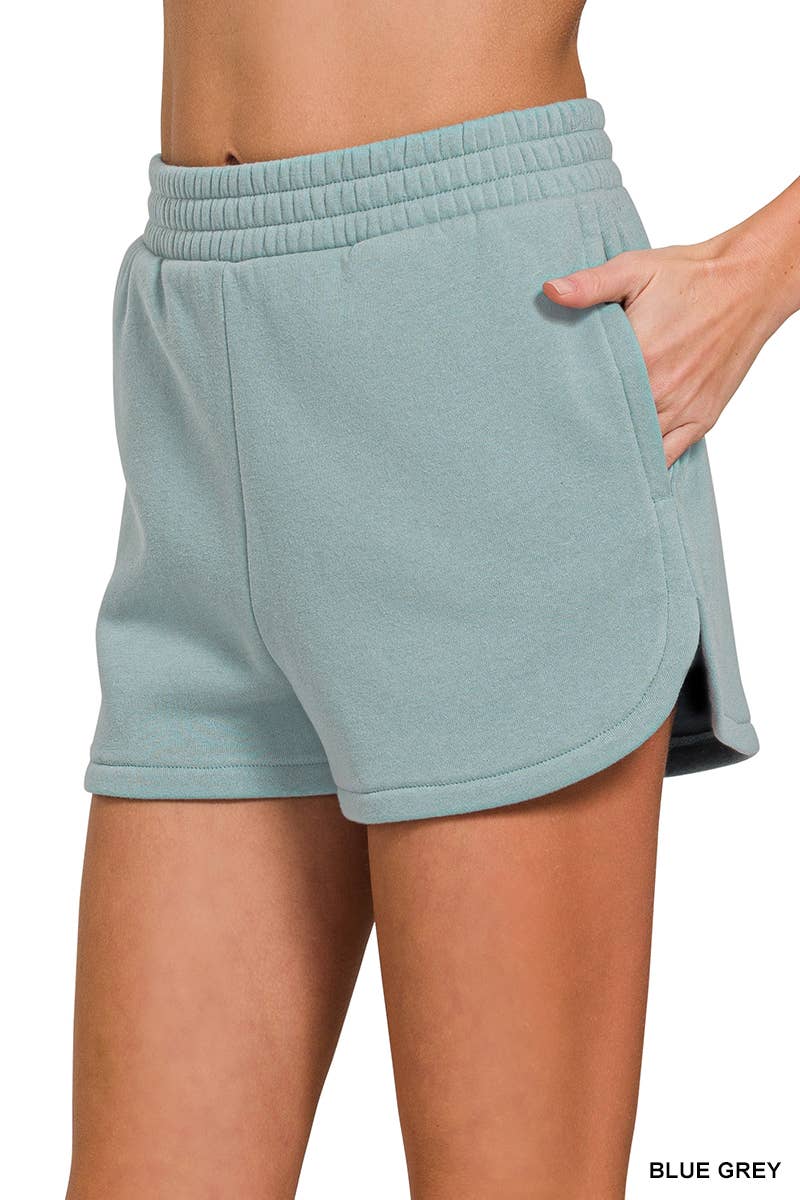 42POPS - Wholesale Shorts - Women's - ',..Fleece Elastic Waistband Dolphin Shorts w/ Pockets9