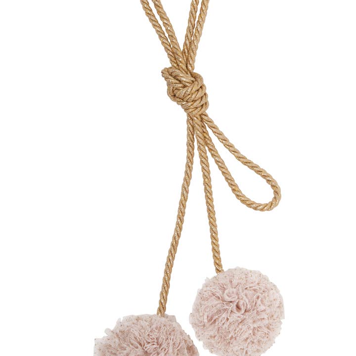 Salmon Cotton Voile Pompon + gold rope GM for wholesale by Mouche Paris