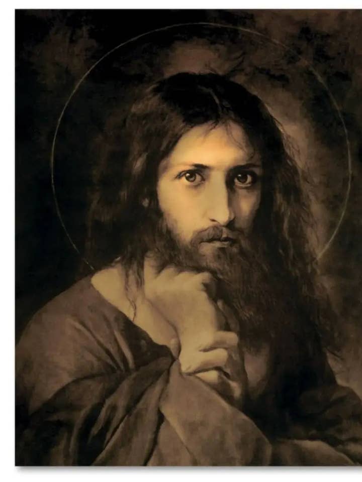 Ortodoks ikon af Kristus Frelseren "Min Dommer" – Inspireret af Karl Bryullovs "Frelseren i ørkenen" | Håndlavet religiøst ikon i træ for engroshandel hos Iconsofsaints