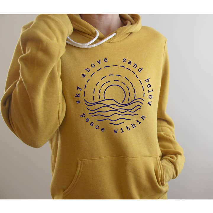 Womens Coastal Hoodie- Mustard Heather- Sky Above Sand Below for wholesale by Spruce Seed