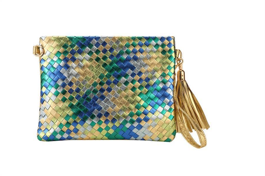 Nima Accessories Inc - Vente Pochette – femme - Pochette tissée en simili cuir multicolore pour femme5