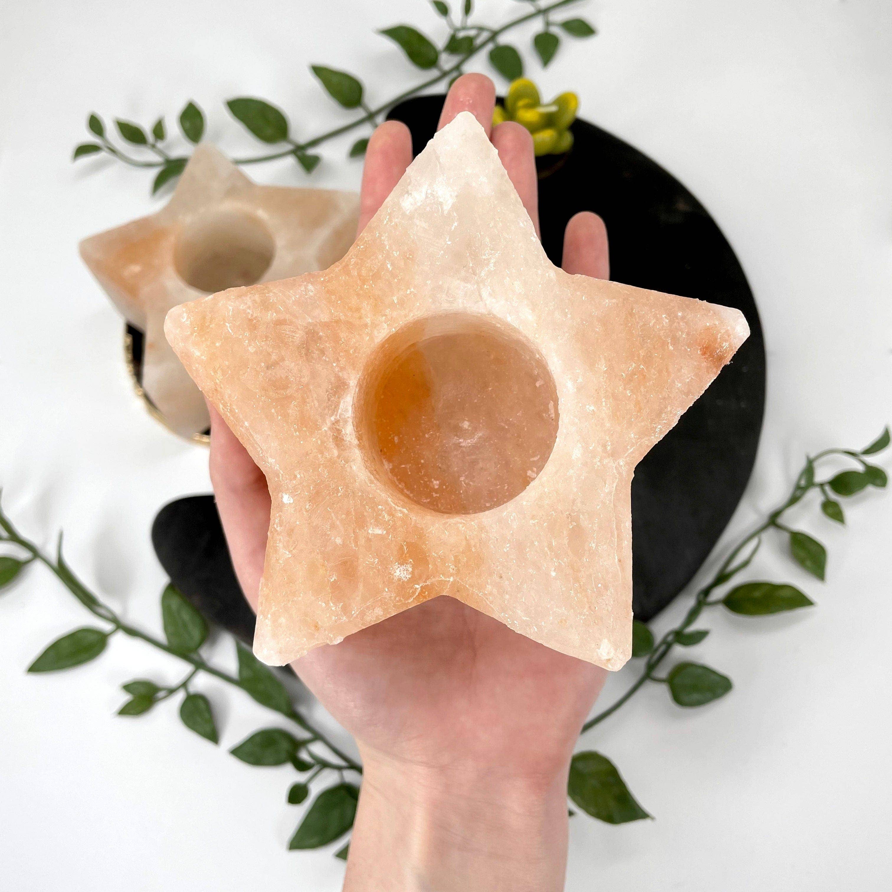 Rock Paradise - Wholesale Candle Holder - Crystal Himalayan Salt Orange Star Candle Holder2