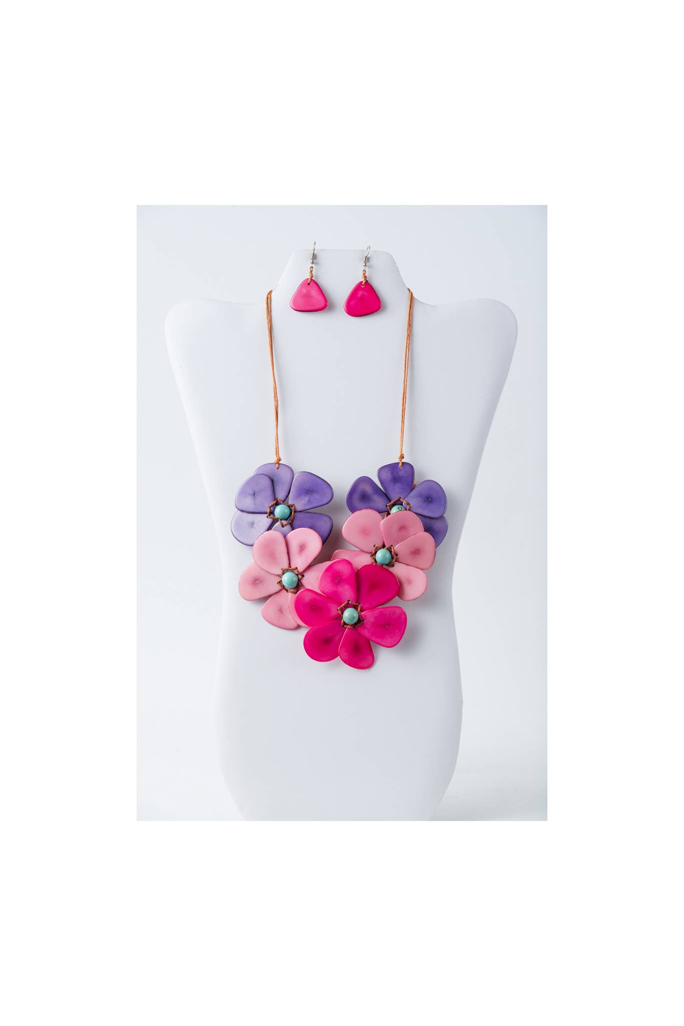 TaguArtsy - Vente Parures de bijoux - Ensemble de colliers Tagua bio Becca Flower18