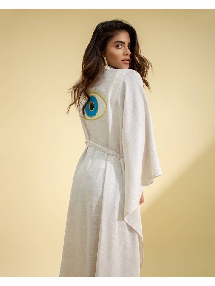 Festivo kimonos – wholesale Kimono - Dam – Third Eye Linen Kimono - Tunika - Strandöverdrag - kaftan