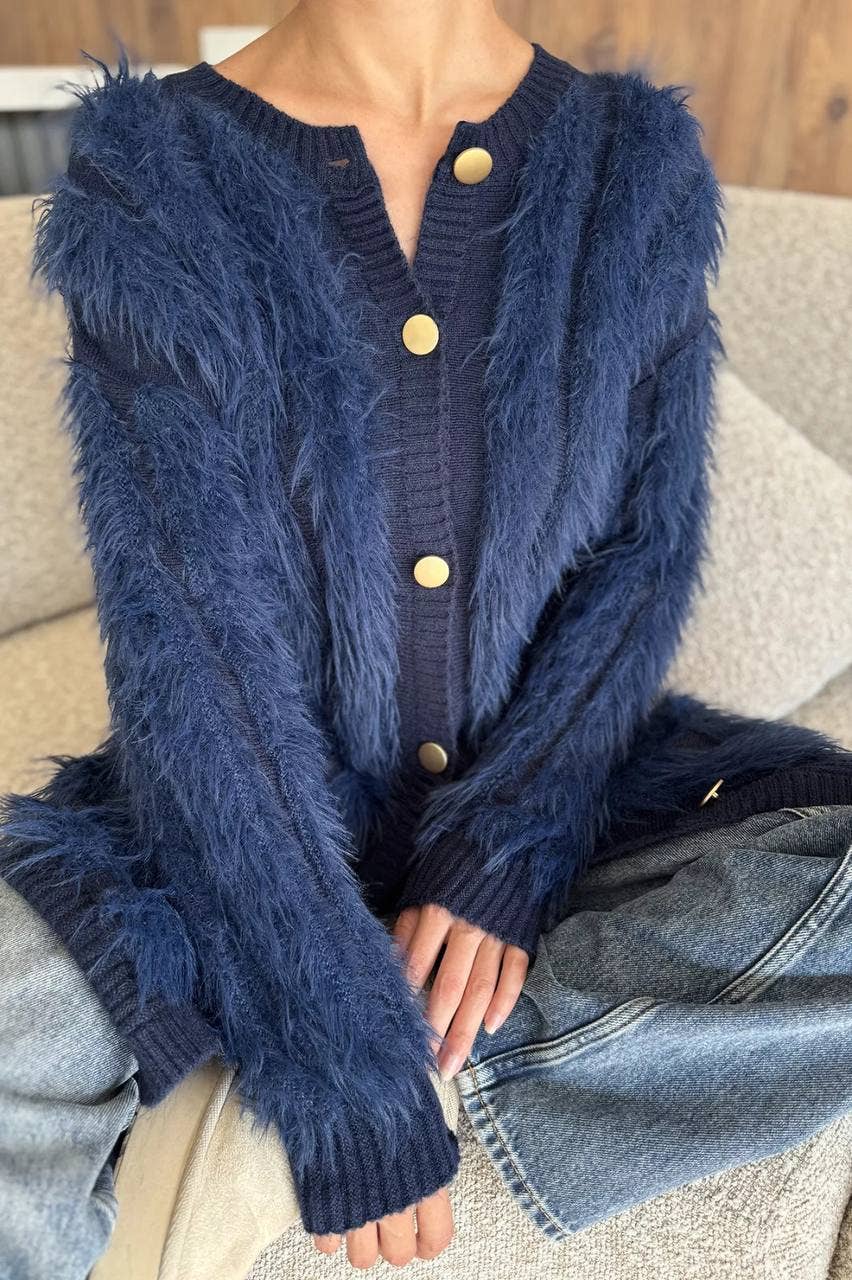 Design company-Fatma Balkir - Wholesale Jacket - Women's - Soft Knitted Jacket ,Oversized Long Shaggy Cardigan
5