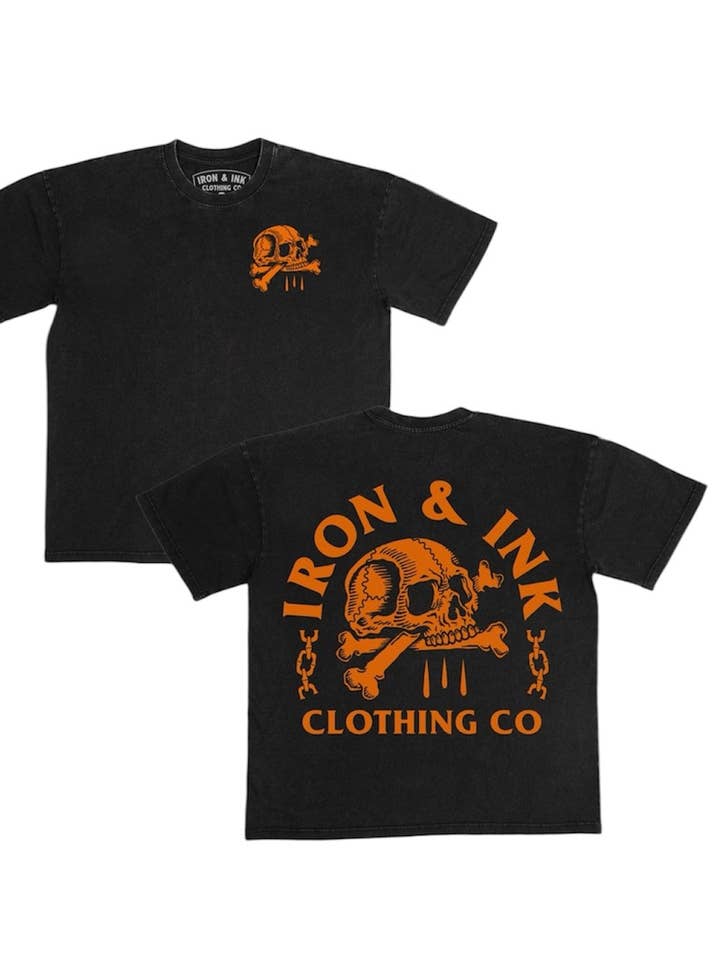 Pre-Order Halloween shirt- black acid washed oversized for wholesale by Iron And Ink Clothing Co