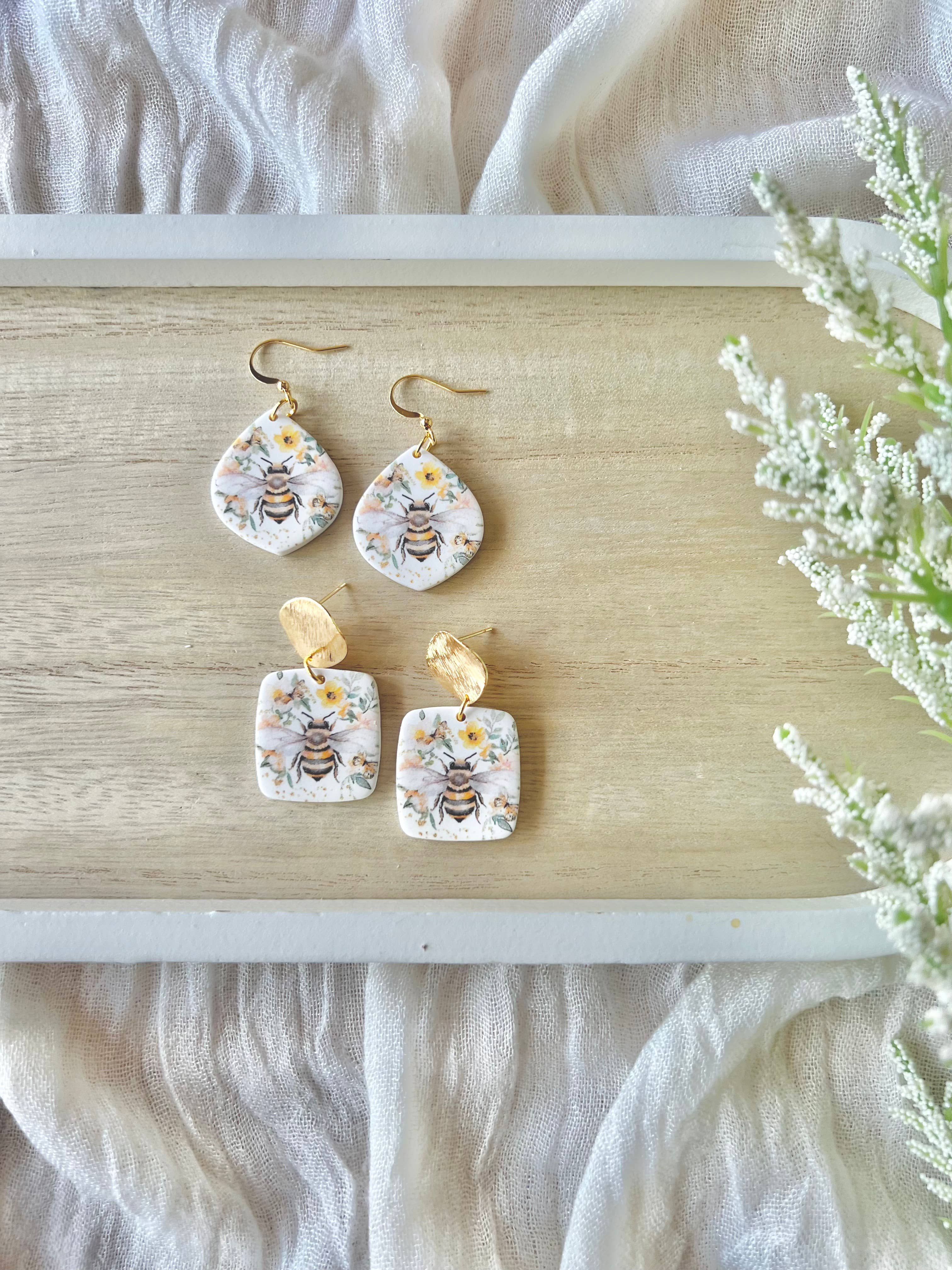 SeizeTheClayJewelry – Brincos de argola por atacado – Brincos de Abelha, Brincos de Argila de Abelha, Brincos de Abelha Mel1