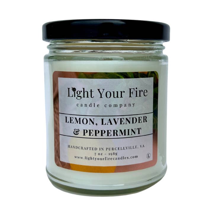 Lemon, Lavender & Peppermint Candle for wholesale by Light Your Fire Candle Co