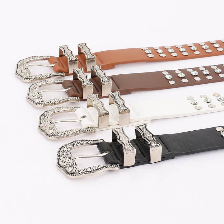3AM BY H&D ACCESSORIES - Wholesale Belt – Women's - Rivets and Rhinestones Stylish Belt9