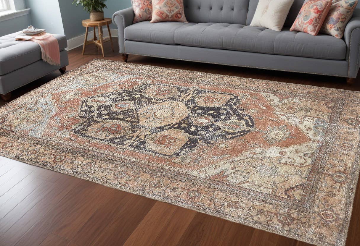 HomeRoots - Wholesale Area Rug - 9' X 12' Orange Brown And Taupe Abstract Area Rug6