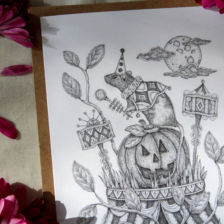 Mackenzie Myrick Studio - Vente Carte de vœux classique - Le cirque de la pleine lune | Carte de voeux2