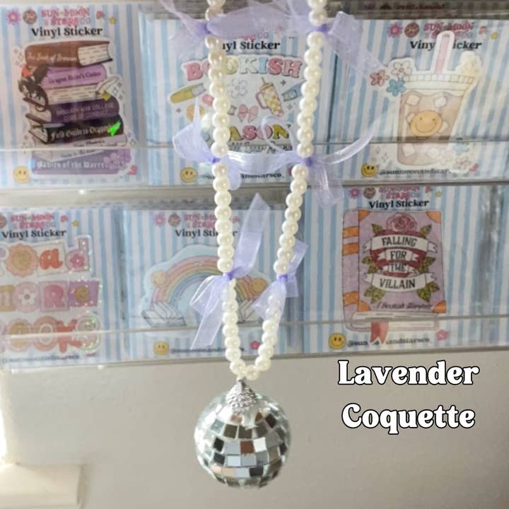 Lavender Coquette Disco Ball Car Charm for wholesale by Sun Moon & Stars Co.