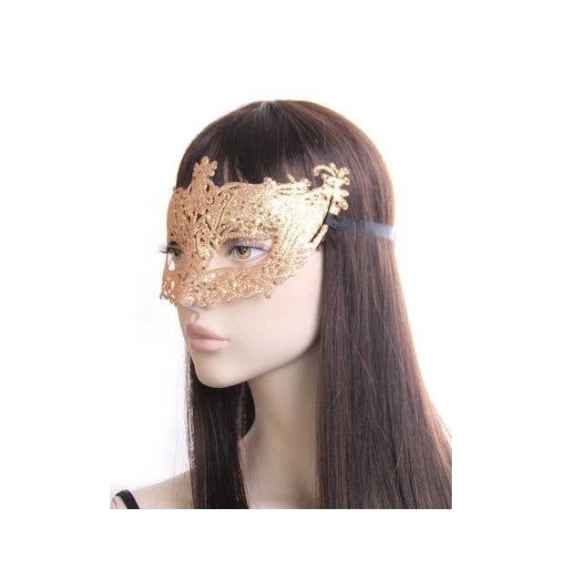 Inca UK - Wholesale Costume - Unisex - Rose Gold Glitter Filigree Style Masquerade Mask1