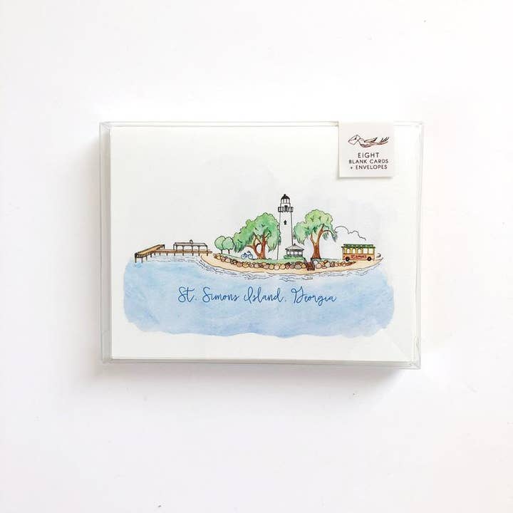 Watercolor Saint Simons Island Pier, Georgia Greeting Card or Notecard Set for wholesale on Faire1