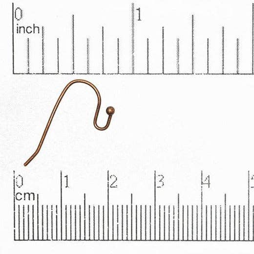 Continental Beads - Wholesale Craft Supplies - Hypoallergenic Brass French Ear Wires 24mm with Ball End - Nickel-Free and Lead-Safe - Available in Multiple Finishes - Sold by the Dozen - EW50011