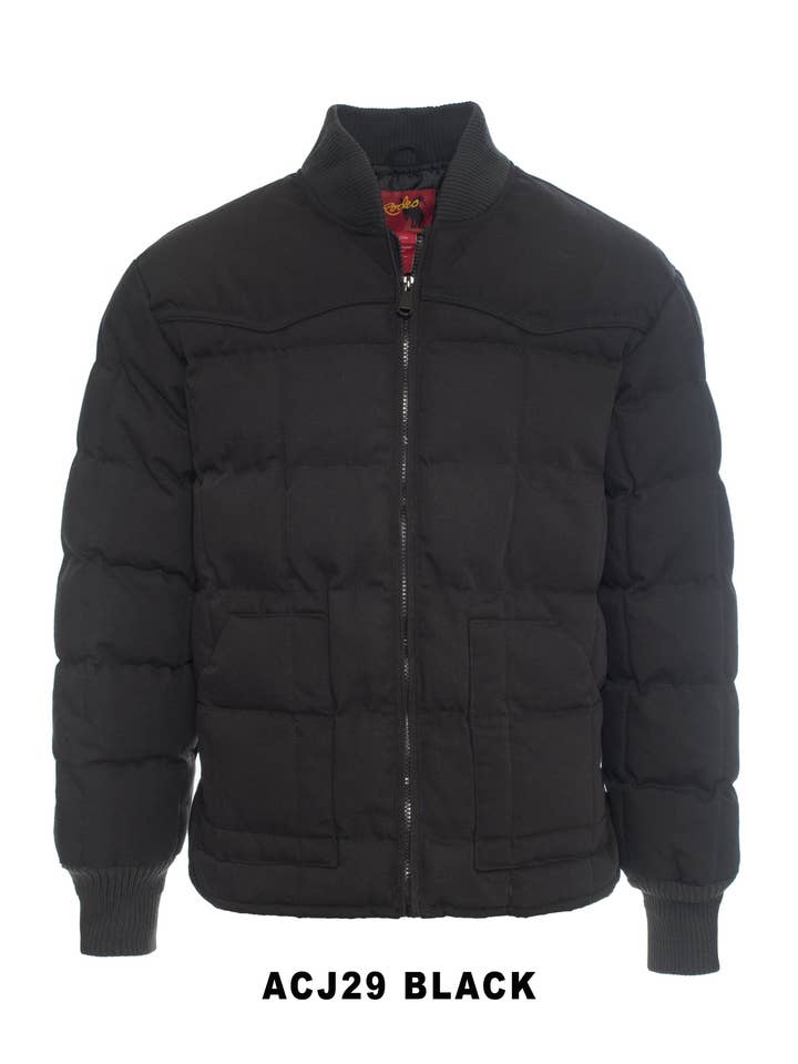Men's Canvas Quilted Puffer Jacket -ACJ29-BLACK for wholesale by Rodeo Clothing