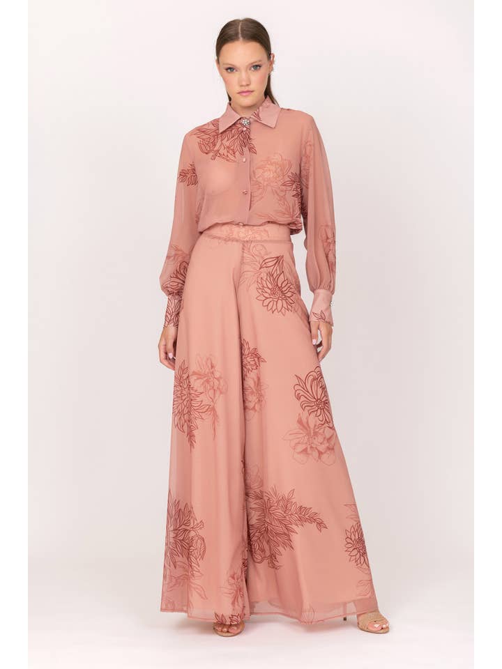 Multicolor Flower Fantasy Shirt With Jewel Buttons 100% Pl for wholesale on Faire