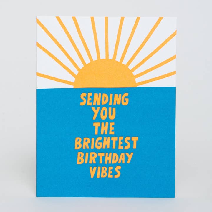 Brightest Birthday Ocean Sunrise Letterpress Greeting Card by Ashkahn for wholesale by Egg Press Manufacturing